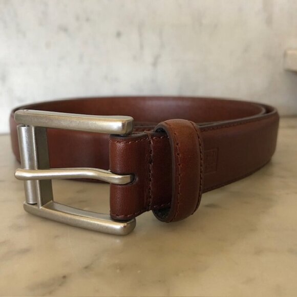 RALPH LAUREN Brown Leather Belt Silver Tone Buckle NWOT - Picture 1 of 16